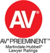 AV Preeminent Martindale-Hubbell Lawyer Ratings logo, signifying the highest level of professional excellence