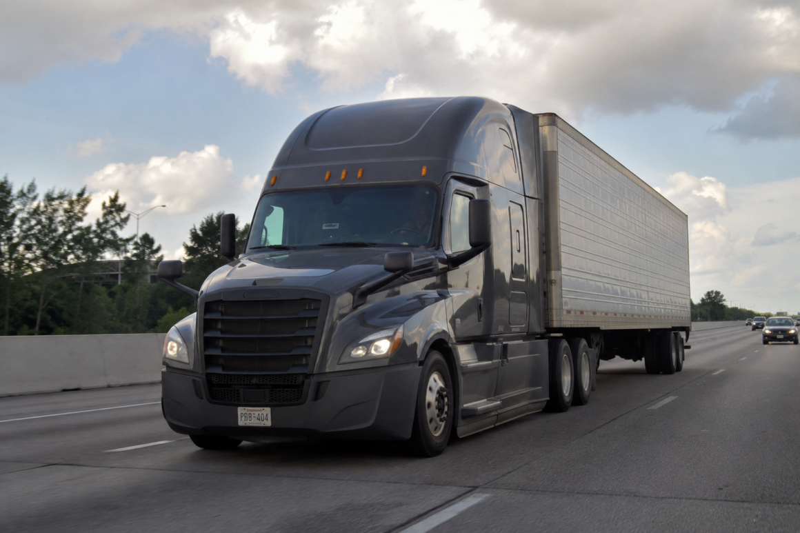 image of a semi-truck driving down the highway
